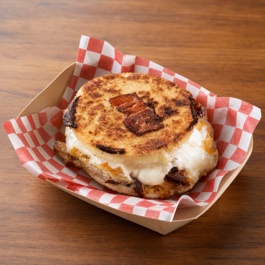 Bacon Quesera Arepa.