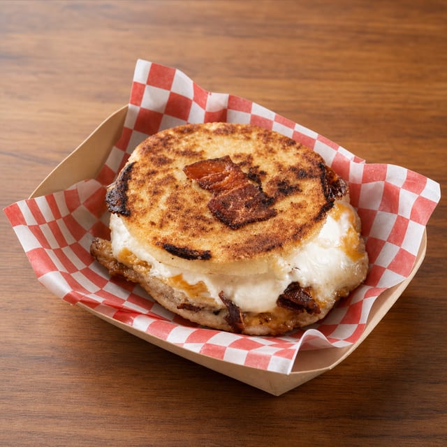 Bacon Quesera Arepa.