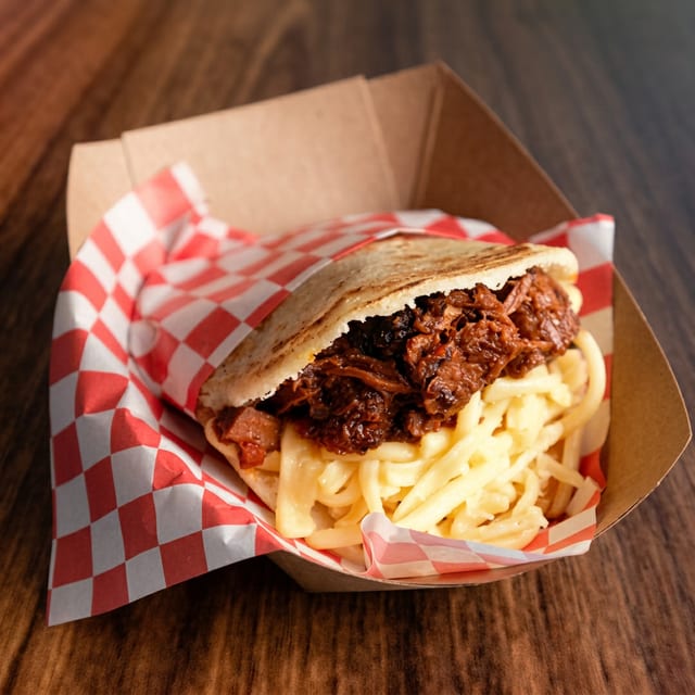 Asado Negro & Cheese Arepa.